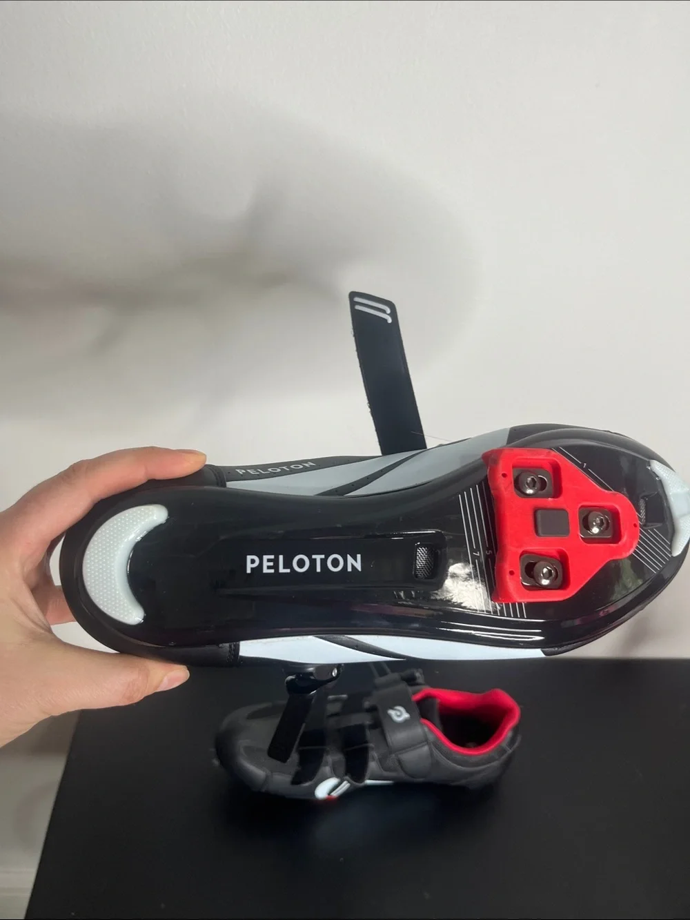 Peloton Black and Red Men's Athletic Cycling Shoes with Dial Closure